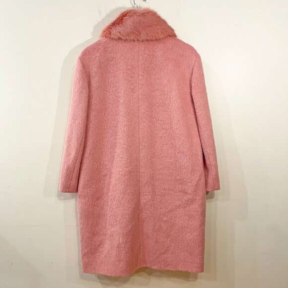 New Kate Spade Wool Blend Faux Fur Trim Coat Tulip Pink 8, M $798 - Picture 4 of 9